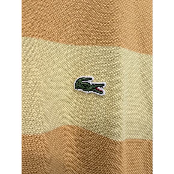 Lacoste Polo Yellow Gold Stripe Classic Preppy Traditional Business - Size 3(S) - Picture 5 of 7